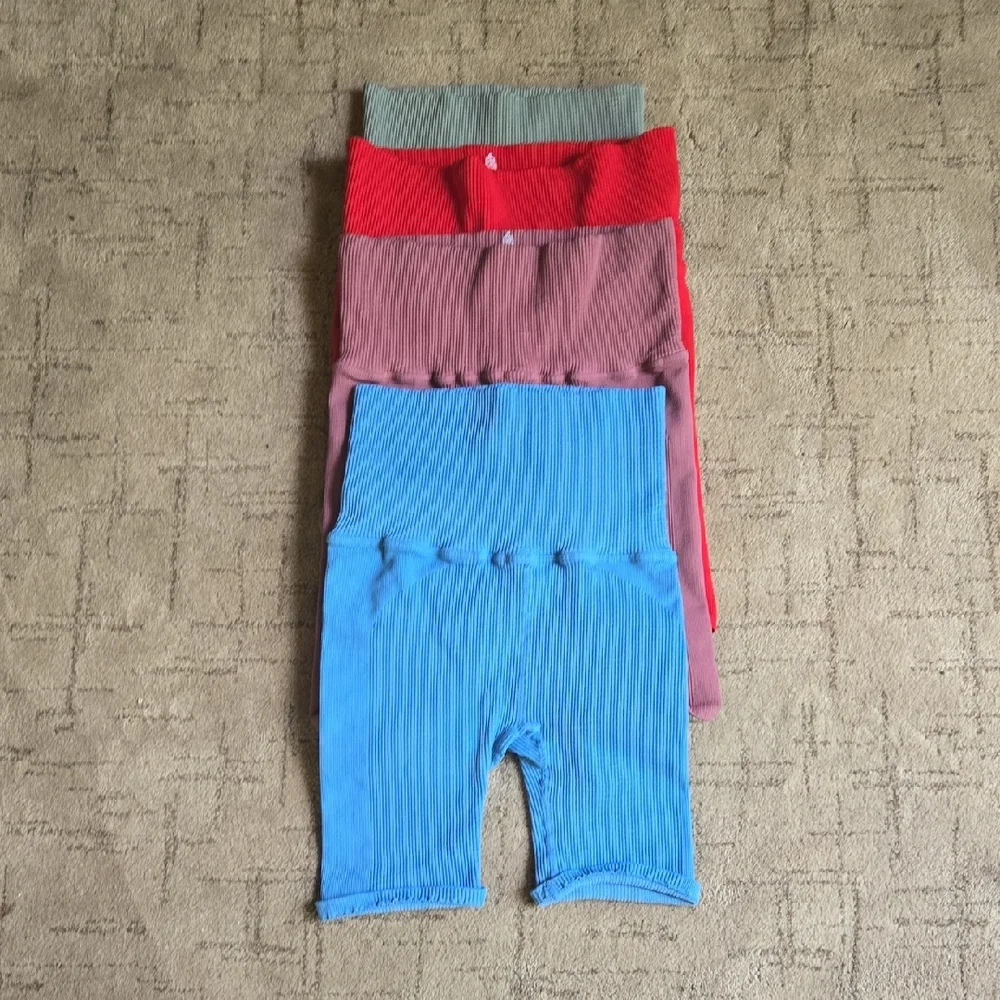 Colorful Ribbed Free people Shorts Set - Picture 1 of 5
